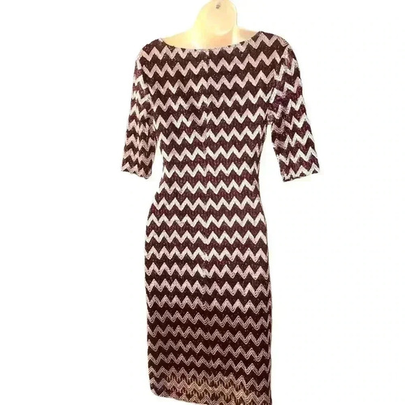 Connected Apparel Women's Metallic Chevron Dress - Picture 2 of 13